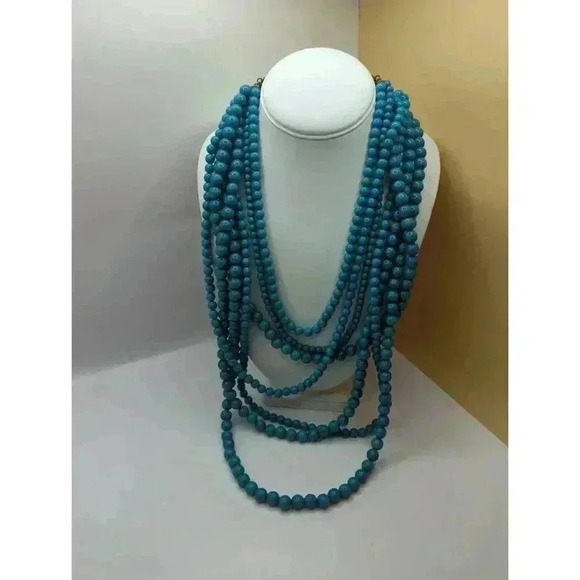 Baublebar Teal Blue Multi Strand Acrylic Bead Necklace - Picture 2 of 5